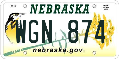 NE license plate WGN874