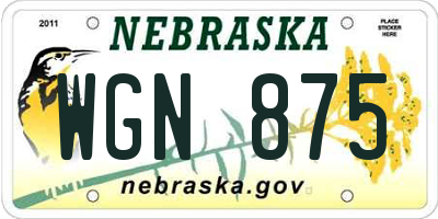 NE license plate WGN875