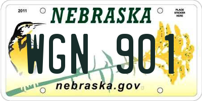 NE license plate WGN901