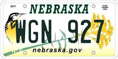 NE license plate WGN927