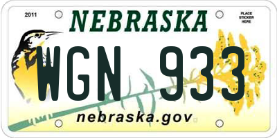 NE license plate WGN933