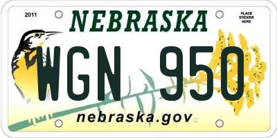 NE license plate WGN950