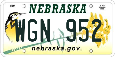 NE license plate WGN952