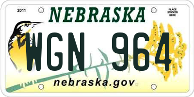 NE license plate WGN964