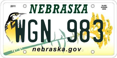 NE license plate WGN983