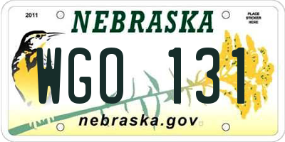 NE license plate WGO131