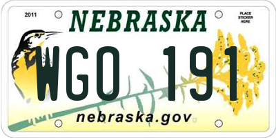 NE license plate WGO191
