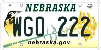NE license plate WGO222
