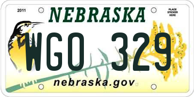 NE license plate WGO329