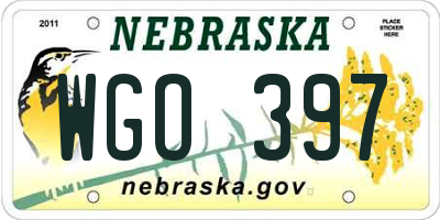 NE license plate WGO397