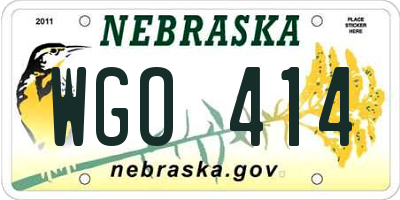 NE license plate WGO414
