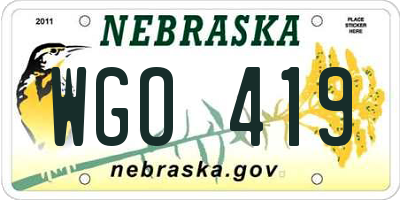 NE license plate WGO419