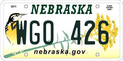 NE license plate WGO426