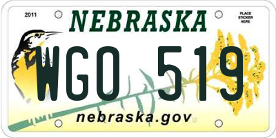 NE license plate WGO519