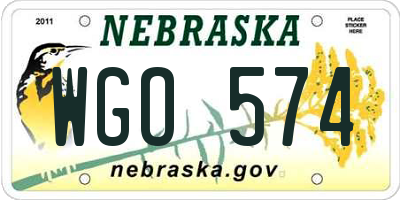 NE license plate WGO574