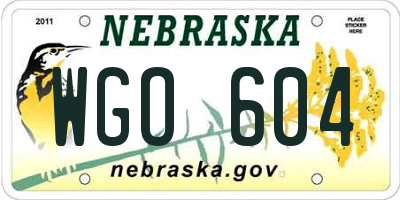 NE license plate WGO604