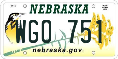 NE license plate WGO751