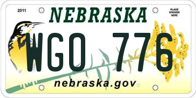 NE license plate WGO776