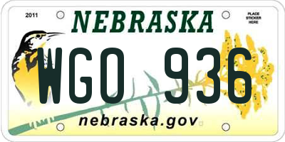 NE license plate WGO936