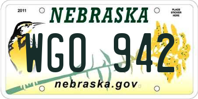 NE license plate WGO942