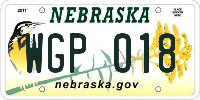 NE license plate WGP018