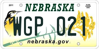 NE license plate WGP021