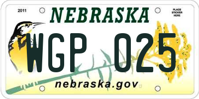 NE license plate WGP025