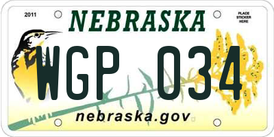 NE license plate WGP034