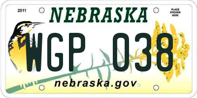 NE license plate WGP038