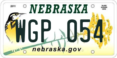 NE license plate WGP054