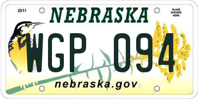 NE license plate WGP094