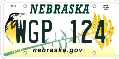 NE license plate WGP124
