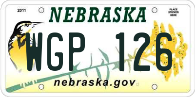 NE license plate WGP126