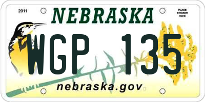 NE license plate WGP135