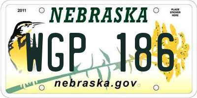 NE license plate WGP186