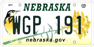 NE license plate WGP191
