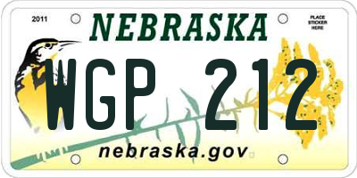 NE license plate WGP212