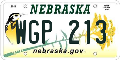 NE license plate WGP213