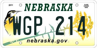 NE license plate WGP214