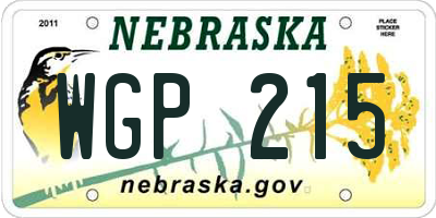 NE license plate WGP215