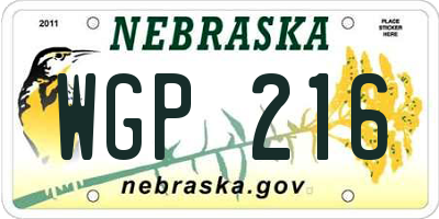 NE license plate WGP216