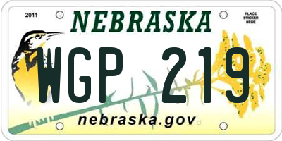 NE license plate WGP219