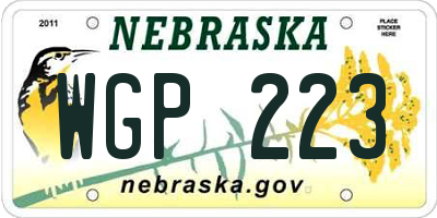 NE license plate WGP223