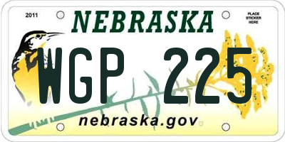 NE license plate WGP225