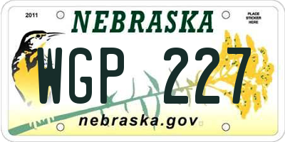 NE license plate WGP227