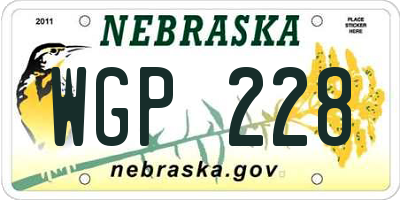 NE license plate WGP228