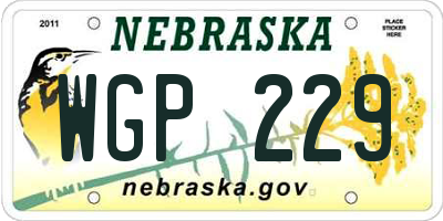 NE license plate WGP229