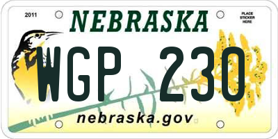 NE license plate WGP230