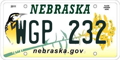 NE license plate WGP232