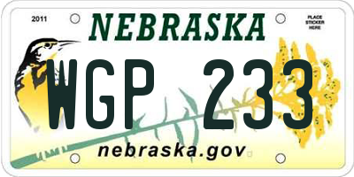 NE license plate WGP233
